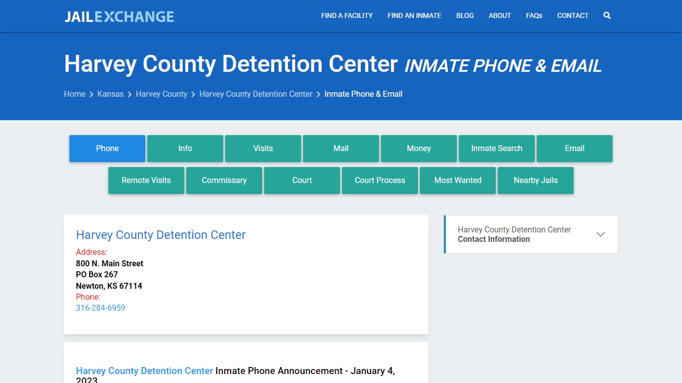 Inmate Phone - Harvey County Detention Center, KS - Jail Exchange